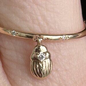 Bluboho Scarab Beatle Size 6 Diamond Stacking Ring 14k